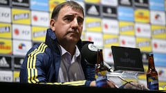 Néstor Lorenzo, entrenador de la Selección Colombia, en rueda de prensa.