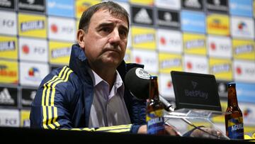 Néstor Lorenzo, entrenador de la Selección Colombia, en rueda de prensa.