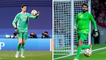 Courtois y Alisson, porteros del Real Madrid y el Liverpool, finalistas de la Champions.