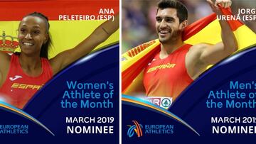 Peleteiro y Ureña, nominados a atletas europeos de marzo