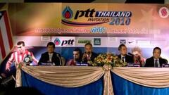 <b>PRESENTACIÓN. </b>El partido que el Atlético disputará en Bangkok fue presentado en la capital tailandesa.