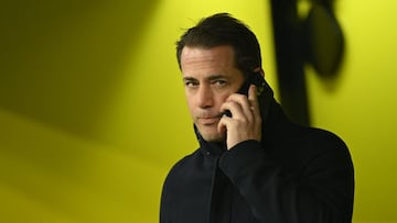 Dortmund's CEO for Sport Lars Ricken is seen prior to the German first division Bundesliga football match between Borussia Dortmund and Bayer 04 Leverkusen in Dortmund, western Germany, on January 10, 2025. (Photo by INA FASSBENDER / AFP) / DFL REGULATIONS PROHIBIT ANY USE OF PHOTOGRAPHS AS IMAGE SEQUENCES AND/OR QUASI-VIDEO