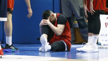 Marko Popovic, base del Montakit Fuenlabrada, en el momento de la lesión contra el UCAM Murcia.