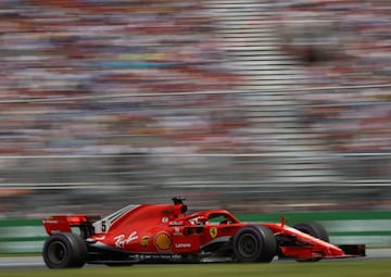 Sebastian Vettel in action during the 2018 Canadian Grand Prix.