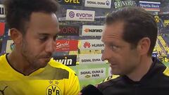 La reacci&oacute;n del traductor ante las palabras de Aubameyang