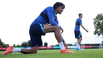 BURTON UPON TRENT, ENGLAND - SEPTEMBER 24: Trent Alexander-Arnold of England looks on during a training session at St George's Park on September 24, 2022 in Burton upon Trent, England. (Photo by Eddie Keogh - The FA/The FA via Getty Images)