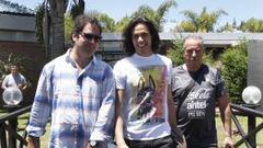 Edinson Cavani a la salida del entrenamiento de Uruguay, en Montevideo.