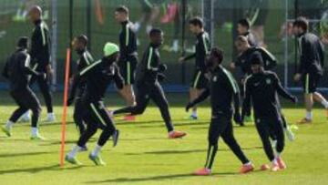 El City, entrenándose ayer.