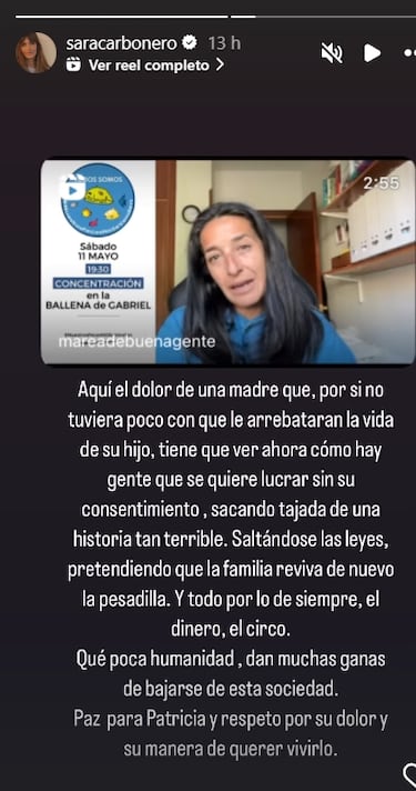 El mensaje de apoyo de Sara Carbonero a la madre de Gabriel Cruz: “Dan muchas ganas de bajarse de esta sociedad”