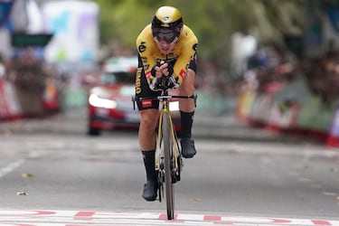 El ciclista danés del equipo Jumbo-Visma, Jonas Vingegaard, durante la etapa 10 de la Vuelta ciclista a España 2023, una contrarreloj individual de 25,8 km en Valladolid.