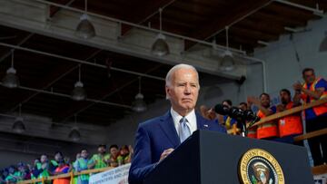 FILE PHOTO: U.S. President Joe Biden delivers remarks at the Carpenters International Training Center in Las Vegas, Nevada, U.S., December 8, 2023. REUTERS/Elizabeth Frantz/File Photo