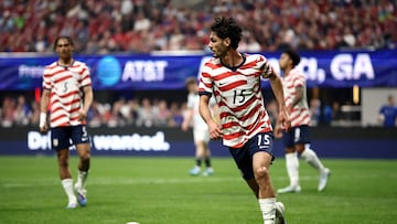 ATLANTA, GEORGIA - MARCH 28: Johnny Cardoso #15 of the United States looks on during the International Friendly match between United States and Belgium at Mercedes-Benz Stadium on March 28, 2026 in Atlanta, Georgia. Jared C. Tilton/Getty Images/AFP (Photo by Jared C. Tilton / GETTY IMAGES NORTH AMERICA / Getty Images via AFP)