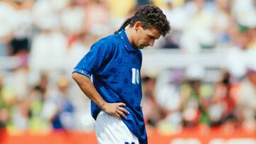 Roberto Baggio lamenta su penalti fallado ante Brasil. 