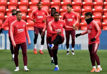 Barcelona training at Anfield