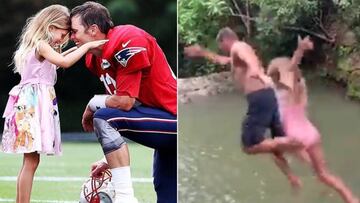 Im&aacute;genes de Tom Brady con su hija Vivi durante uno de sus entrenamientos y saltando en una cascada durante sus vacaciones.