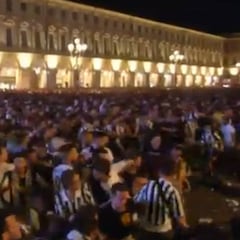 El momento exacto de la avalancha en la fan zone de Turín
