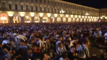 El momento exacto de la avalancha en la fan zone de Turín