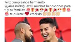 Ribery, Vidal, Bayern... Los mensajes a James por su cumpleaños