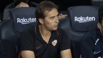 Julen Lopetegui antes del partido entre Barcelona y Sevilla de Liga Santander.