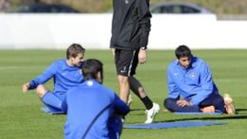 Montanier, durante un entrenamiento de la Real.