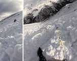 Una mujer capta el momento exacto en el que se ve envuelta en una avalancha de nieve con su perro: sobrecogedor