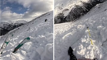 Una mujer capta el momento exacto en el que se ve envuelta en una avalancha de nieve con su perro: sobrecogedor