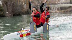 Antía Jácome (delante) y María Corbera, durante uno de sus entrenamientos en Aranjuez.