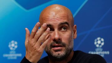 Guardiola en sala de prensa. 