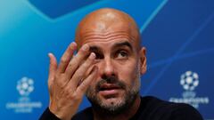 Guardiola en sala de prensa. 