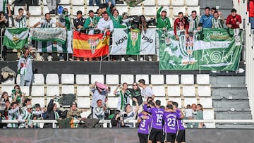 Celebración del 0-1 del Córdoba en Burgos