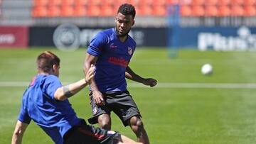 Lemar, en el entrenamiento del Atlético.