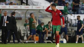 Soccer Football - World Cup - UEFA Qualifiers - Group A - Portugal v Republic of Ireland - Estadio Algarve, Almancil, Portugal - September 1, 2021 Portugal's Cristiano Ronaldo celebrates scoring their second goal REUTERS/Pedro Nunes