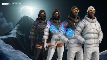 Arte oficial de los nuevos skins André y Renée con ropa de Moncler en Fortnite
