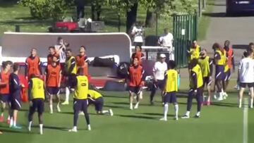 Increíble la calidad de Benzema en el entrenamiento de Francia