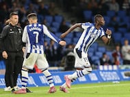 Sadiq Umar saltó al campo en la segunda parte del Real Sociedad-Mallorca.