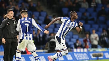 Sadiq Umar saltó al campo en la segunda parte del Real Sociedad-Mallorca.
