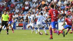 Jugada del partido de la primera vuelta entre Calahorra y Deportivo.