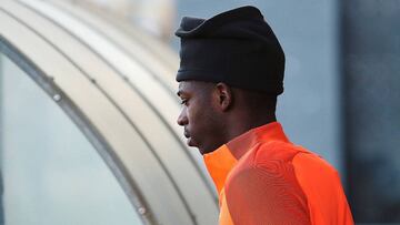 El extremo francés del Barcelona, Ousmane Dembélé, durante un entrenamiento.