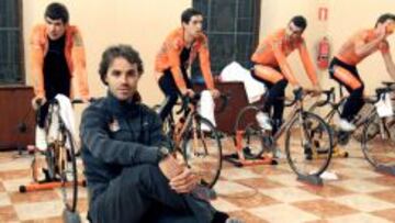 Samuel Sánchez en una concentración con el Euskaltel.