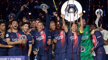 El PSG celebra el título de la Ligue 1 de la temporada pasada.