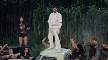 FILE PHOTO: Football - NFL - Super Bowl LX - New England Patriots v Seattle Seahawks - Levi's Stadium, Santa Clara, California, United States - February 8, 2026 Bad Bunny performs during the halftime show REUTERS/Jeenah Moon/File Photo