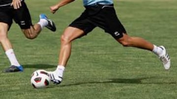 <b>NUEVA INCORPORACIÓN. </b>Miguel Ángel Luque realizó ayer su primer entrenamiento con el Almería.