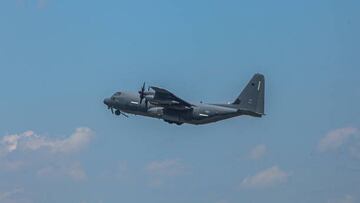 PALEMBANG, INDONESIA - AUGUST 09: U.S. Air Force C-130 Hercules aircraft is seen during the Super Garuda Shield joint military exercise at Sultan Mahmud Badaruddin II International Airport in Palembang, Indonesia on August 09, 2022. The annual Indonesia-U.S. military exercise, involving 5,069 personnel from 14 countries, takes place August 1-14 in Baturaja, Dabo, Amborawang and Palembang. (Photo by Muhammad A.F/Anadolu Agency via Getty Images)