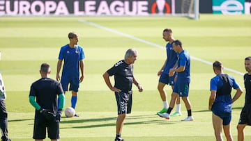 Pellegrini, en un entrenamiento.