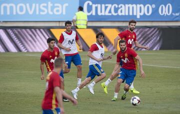 Marco Asensio, Morata, David Silva, Nacho Fernández y Gerard Piqué. 