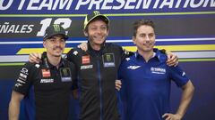 Maverick, Rossi y Lorenzo en la presentaci&oacute;n de Yamaha en Sepang.