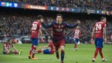 Leo Messi, celebrando un gol contra el Atlético de Madrid.