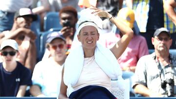 La tenista Victoria Azarenka, durante un descanso de un partido.
