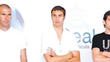 <b>DE ESTRENO. </b>Zidane, Helguera y Casillas, ayer en el Bernabéu.