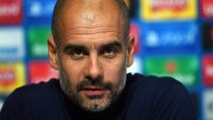 Manchester City&#039;s Spanish manager Pep Guardiola speaks at a press conference in Manchester, north west England on September 25, 2017, ahead of their UEFA Champions League Group F match against Shaktar Donetsk on September 26. / AFP PHOTO / Paul ELLIS